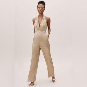 BHLDN Jelena Jumpsuit in gold/silver, size 4, worn once
